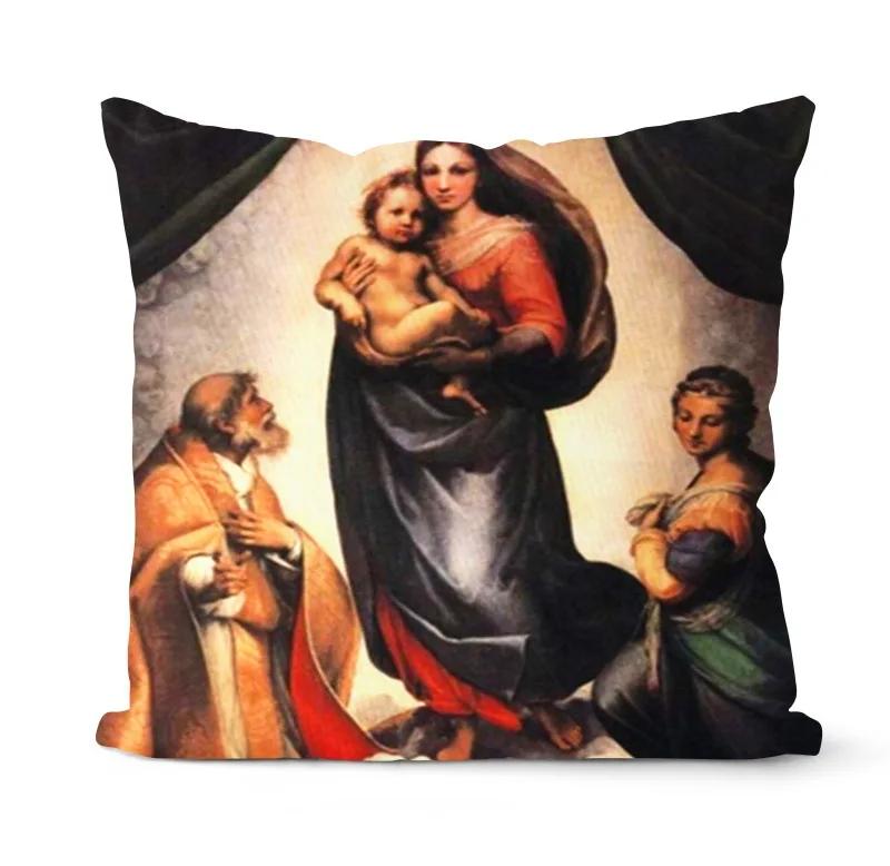Nativity Cushions Case Retro Oil Painting Christmas Pillowcase Hot Jesus Christ Print Throw Pillows Case Sofa Chair Room Decor