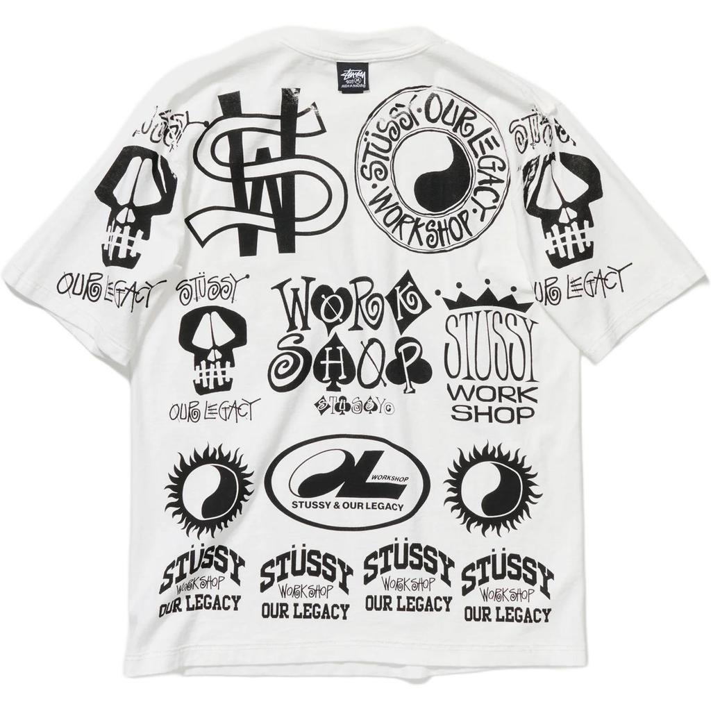 Stussy Our Legacy Collaboration SS26 Workshop Pig Dyed Tee Full Print Graffiti Loose Fit Drop Shoulder Short Sleeve T-Shirt Unisex Tops ST3904054NATL