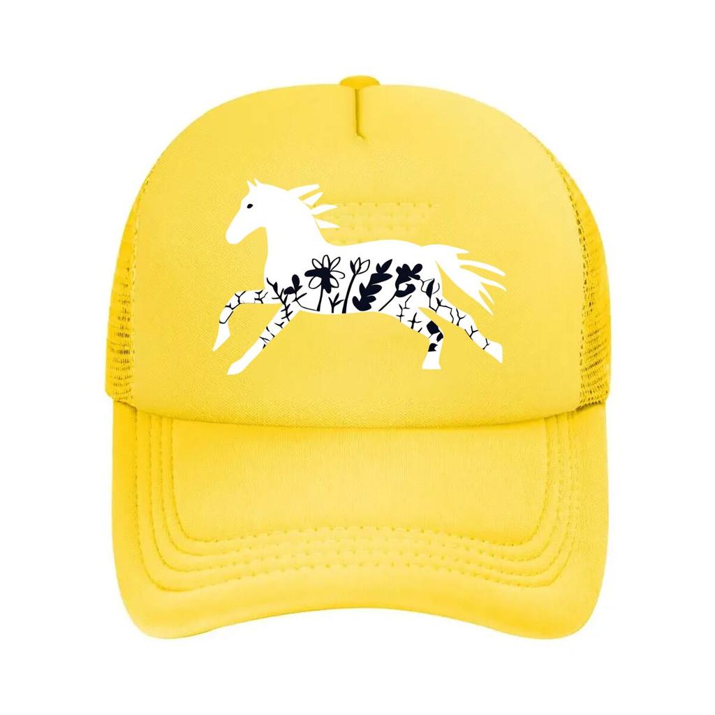 Retro Running Horse Unisex Adjustable Allseason Graphic Pattern Buckle Closure INFASHULE Mesh Baseball Cap