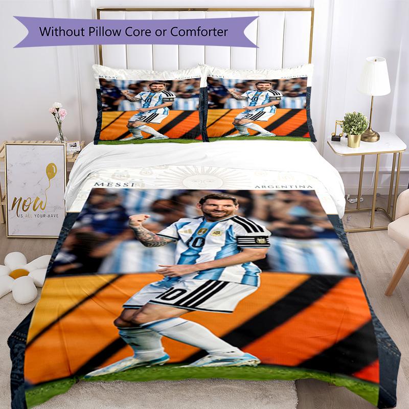 Set Biancheria da Letto Messi Copripiumino Traspirante con Federe Biancheria da Letto Decorativa per Camera da Letto Decorazione Casa Regalo di Compleanno