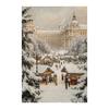 Peinture sur toile Forêt enneigée d'hiver nordique Locomotive à vapeur vintage Élan Renard roux Cabane Paysage Affiche d'art Décor de salon