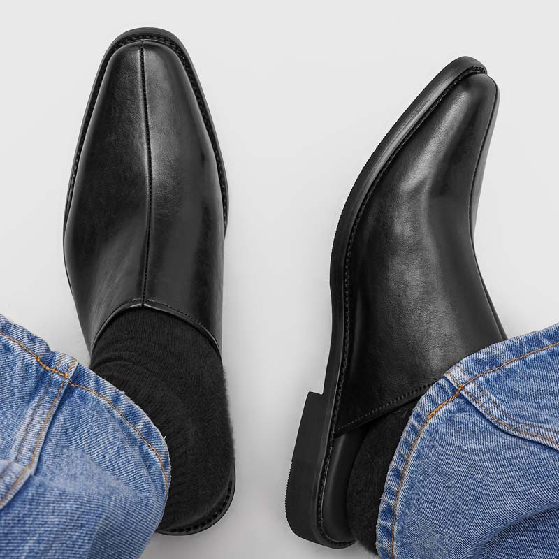 Plus Size 45 46 Backless Mules Men'S Leather Mule Slippers Summer Open-Back Loafers Casual Shoes For Man Luxury Slides Sandals