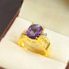 Alexandrite Oval Cut With 925 Sterling Silver Gold Plated Ring For Men's #A618 JL375656834349