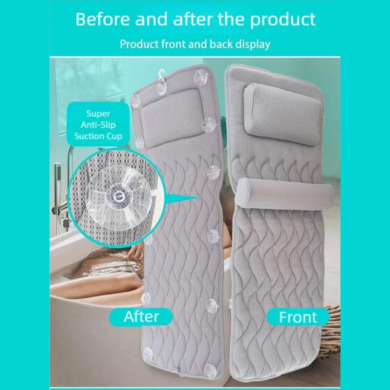 Thickened Nonslip Bathtubs Pillow Back Neck Support Pillow Mat Breathable Meshes Fabric Full Body Bath Pillow Easy To Use