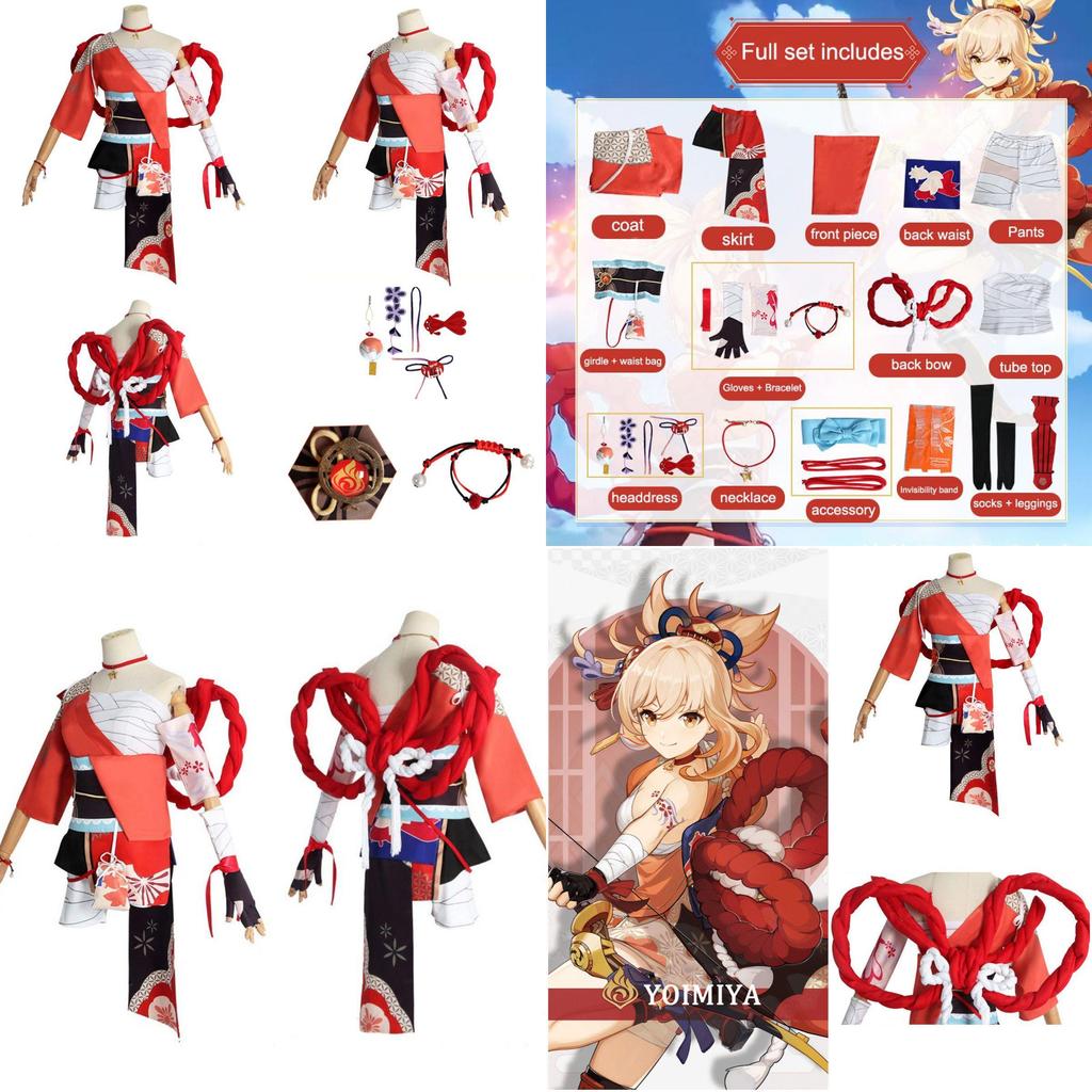 Genshin Impact Naganohara Yoimiya Anime Cosplay Costume Halloween Suit Female High-quality And Exquisitely Crafted