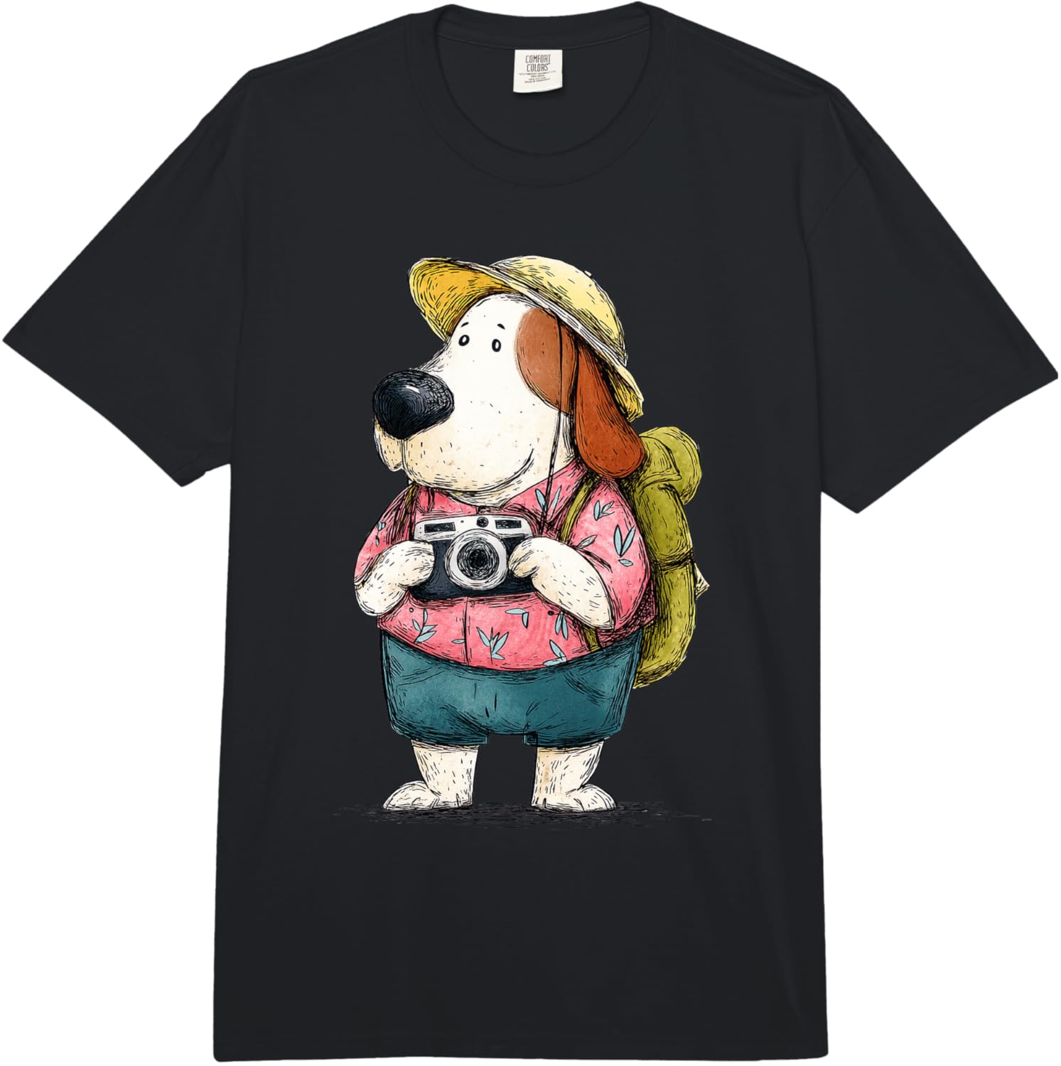 

Adventurous Dog Traveler Photographer Vacation Comfort Colors Adult Heavyweight T-Shirt S разноцветный