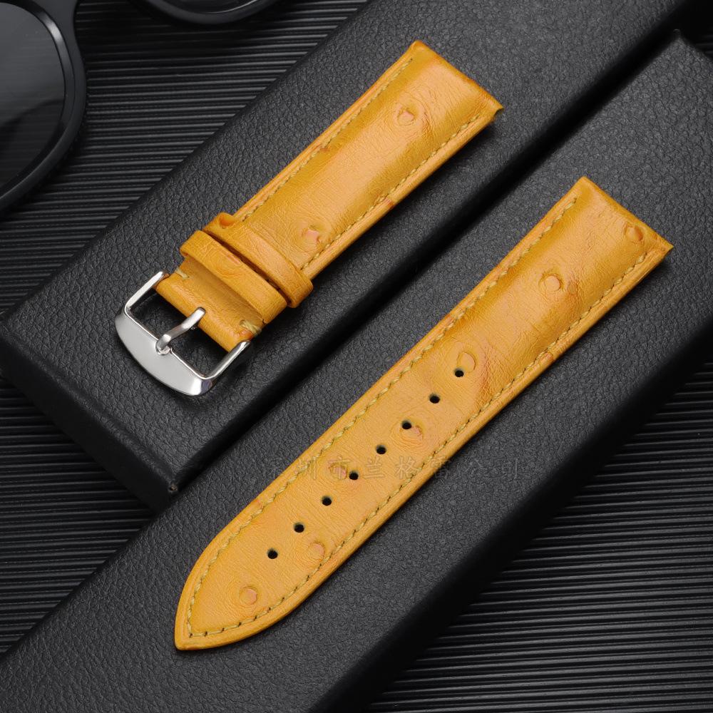 Ostrich Pattern Leather Strap Suitable for Various Brands of Smart Straps First Layer Leather Strap 18/19/21/20/22mm