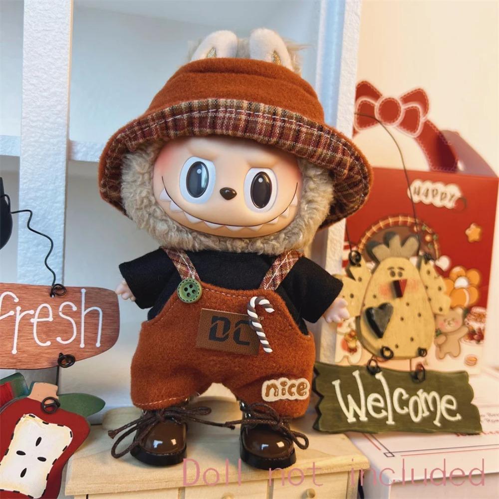 Only Clothes For 15-17CM Labubu Mini Accessories Clothes Clothing Dolls Set Sitting Party Scarf Hat Bag Cute Decoration Gift