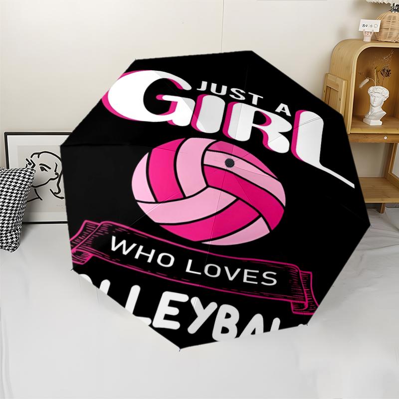 Volleyball Theme Automatic Umbrella, Lightweight & Portable, 8 Rib, Perfect for Outdoor Travel, Birthdays, Christmas, Gifts.