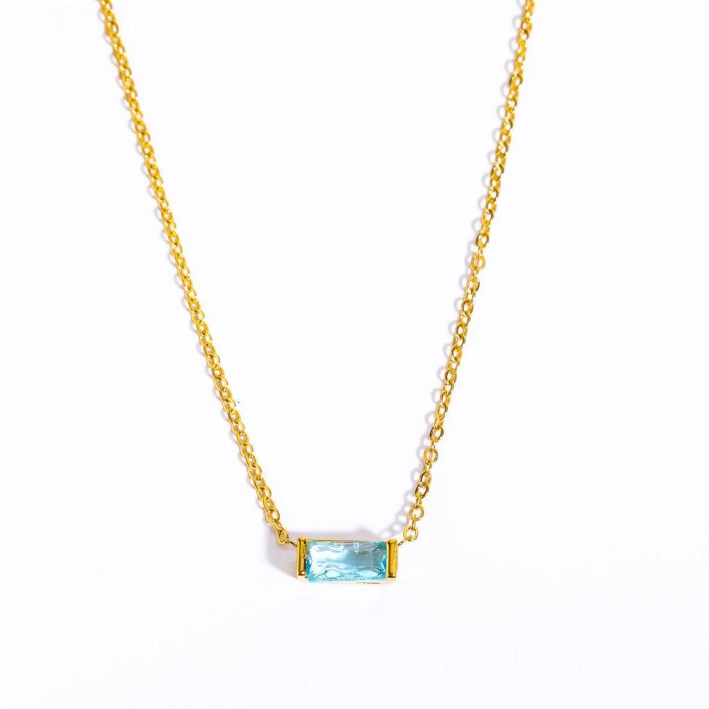 Titanium Steel Birthstone Pendant Necklace For Women Men With Geometric Design