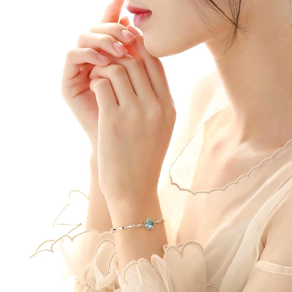 PRIVIE Royal Blue Moonstone S925 Sterling Silver Perfect as a Gift Women's Bracelet, Bangle,