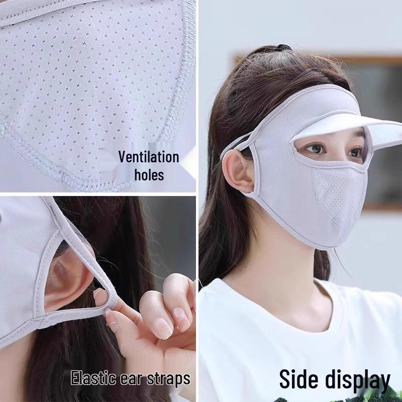 Women's Anti-UV Full Face Ice Silk Breathable Driving Sunshade Mask with Eye Corner Protection, 3D Design