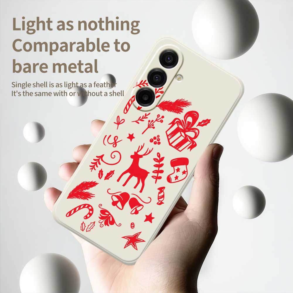 Für Samsung Galaxy A17 5G Hülle Handgezeichnetes Weihnachtsmuster Druck Gerader Rand TPU Handy Rückseite