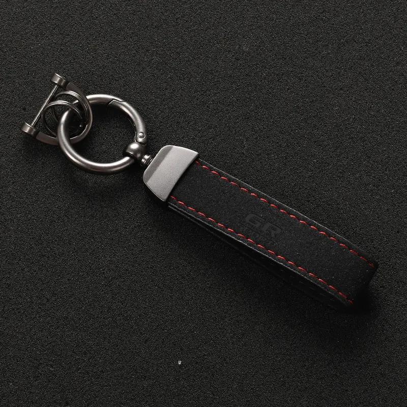 

Suede Leather Car Keychain Key Rings Custom Gift 3D imprinting For Toyota GR GAZOO RACING Toyota Yaris Hilux Corolla Prius Car
