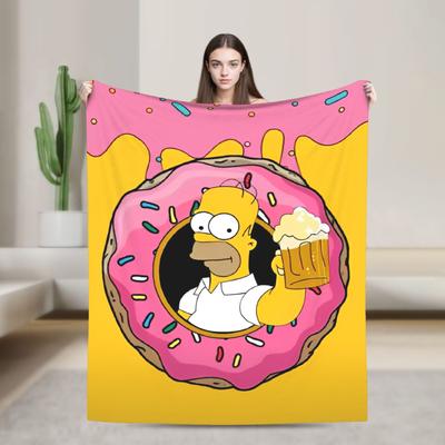 Super Warm Blanket Decorative The Simpsons Cartoon Throw Blanket Flannel Bedspread For Couch Chair Fluffy Sofa Bed Cover