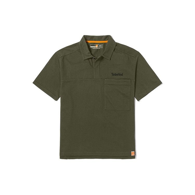 Timberland SS22 Casual Breathable Logo Loose Short Sleeve Polo Shirt Men tops Army-Green A2GMM-A58