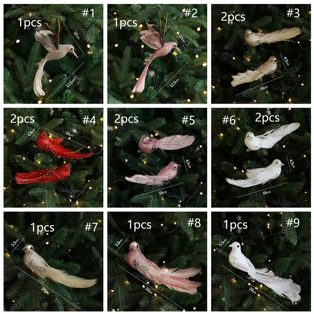 Realistic Simulated White Bird Pendant Artificial Christmas Tree Decoration  Holiday Festival Decor