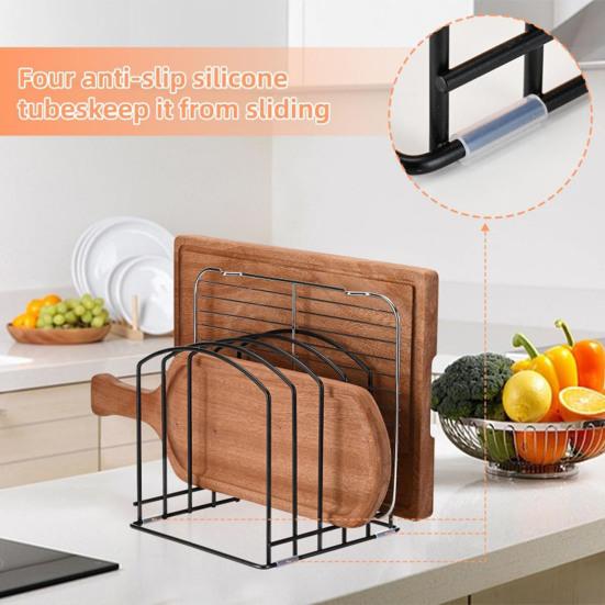 Trays Storage Rack Metal Tray Organizer for Kitchen Counter Cutting Board Rack Modern Versatile Pallet Shelf for Home & Commercial Use