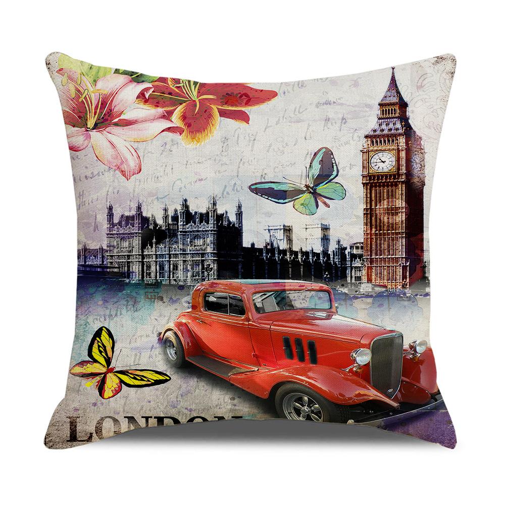 Pillow Nordic British Style Ins Linen Pillow Case Sofa Cushion Square Cushion Iron Tower