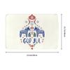 “GOD JUL” Dala Horse Bath Mat – Swedish Christmas Design, Blue/Red Folk Art on Cream, Non-Slip, Machine Washable