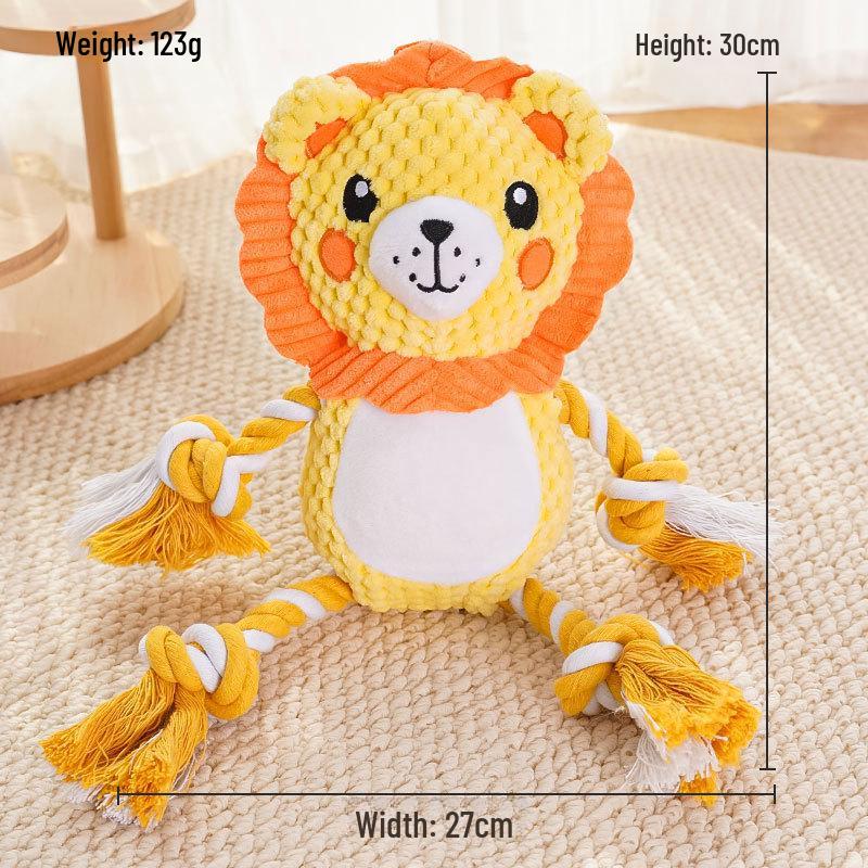 Bite-Resistant Plush Dog Toy: Lion & Hippo Molar Chews To Relieve Pet Boredom