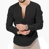 Men's Deep V-neck Shirt Europe and The United States Solid Color Tops Sports Men's T-shirt