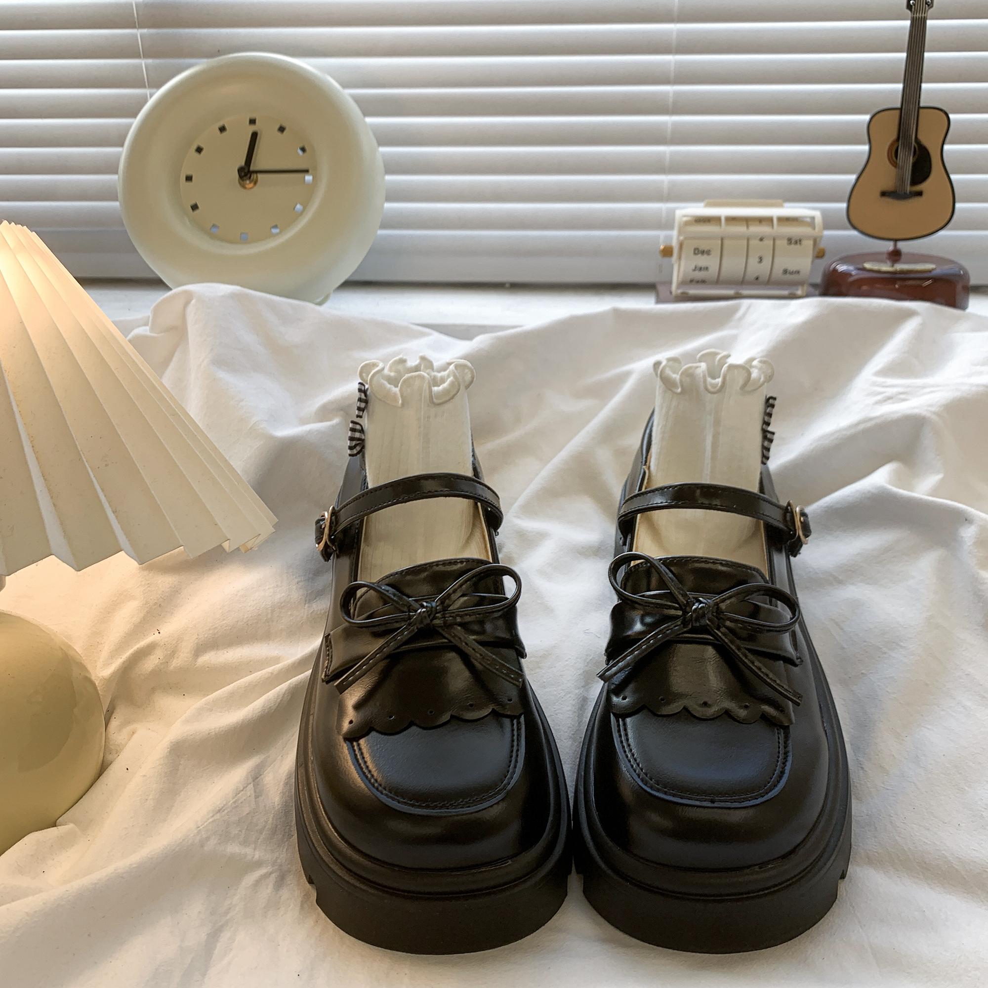 

Коричневые туфли на платформе в ретро-британском стиле, женские, весна 2025, новые японские туфли jk с юбкой, туфли Мэри Джейн 35 чёрный