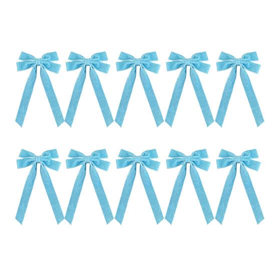 

10 шт. Бархатные рождественские банты 5 X 10 Винтажные банты из ленты Украшения для рождественской елки Деревенские поделки Подарочные банты для дерева Венка Гирлянды Праздничный декор 10 Pcs небесно-голубой