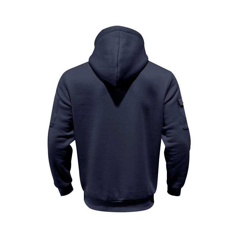 Herren Kapuzen-Arbeitskleidungs-Sweatshirt mit Reißverschluss, gefüttert mit Fleece, lockere Passform, für Pendler, für Herbst und Winter