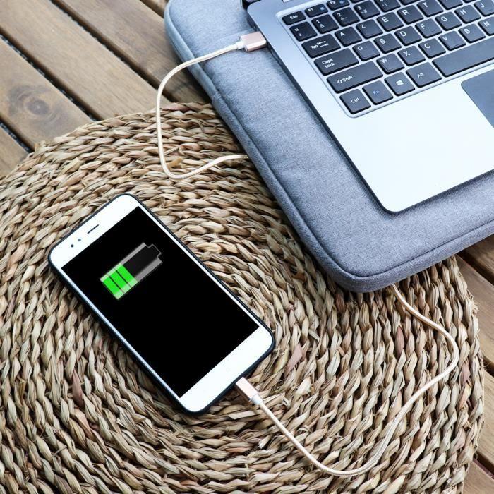 Câble Type C pour Samsung Galaxy A52 5G Tressé Nylon 1,3 Mètre Charge-Synchro Rapide-Transfert de données - OR GOLD