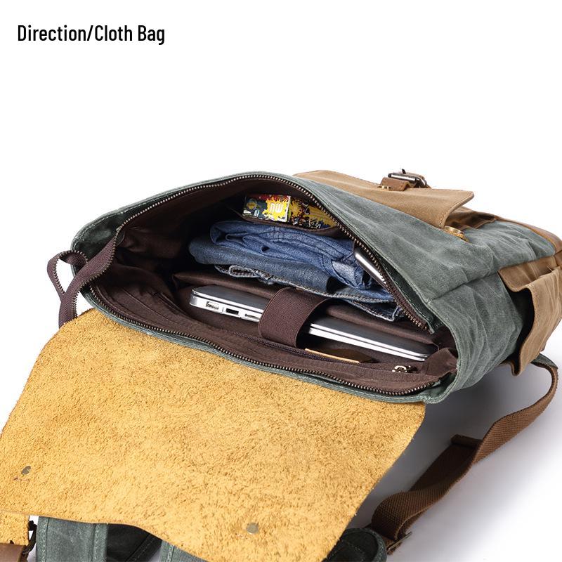 Vintage Canvas & Leather Waterproof Outdoor Backpack - Men's Laptop & Travel Rucksack