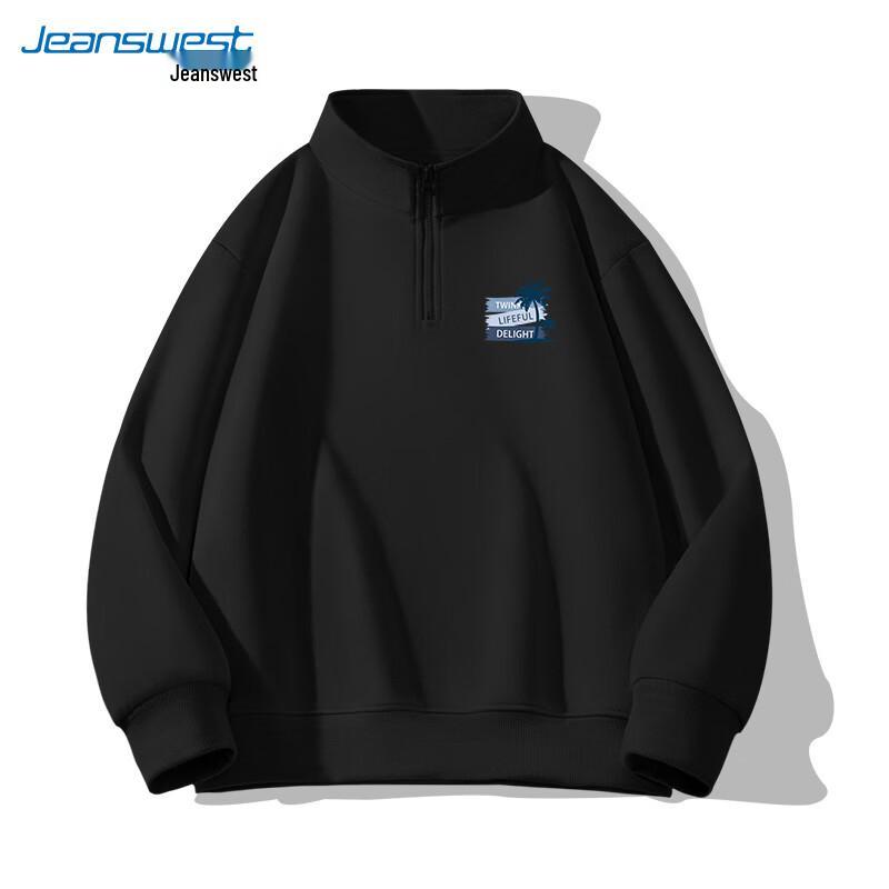 

JEANSWEST Men s Retro Half-Zip Stand Collar Sweatshirt 4XL