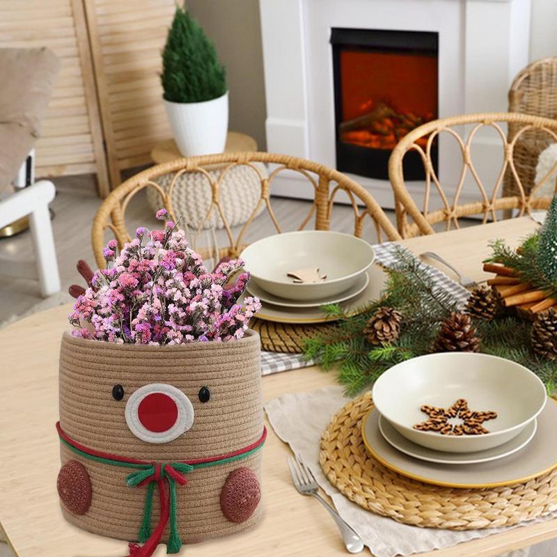 

Christmas Deer Basket Cotton Rope Woven Towel Clothes Basket 12 X 11 Inch Foldable Nursery Storage Basket For Nursery Clothes United States