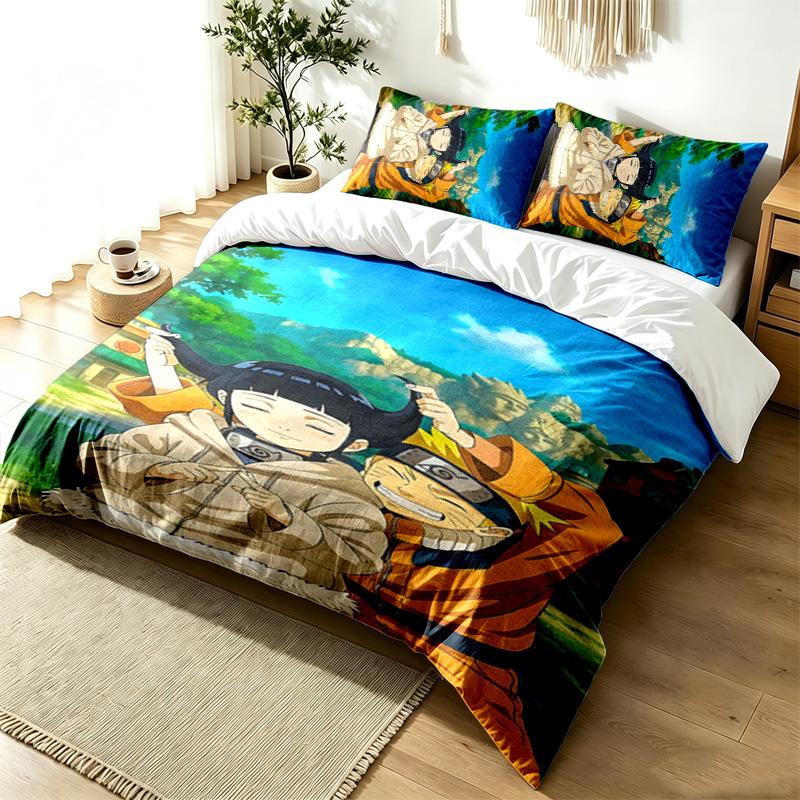 Hyuga Hinata 3pc Duvet Cover Set Simple Modern Bedding Set Wrinkle Resistant Soft Fabric All Season Use a perfect gift