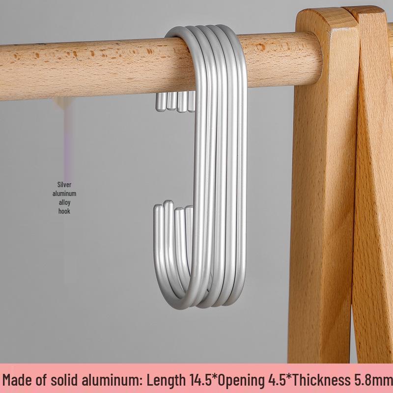 S-Shaped Aluminum Alloy Hook for Clothing, Kitchen, and Wardrobe - Modern Minimalist Design.