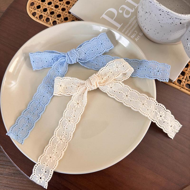 Ballet Bow Lace Hair Clip French-Style Braid Ribbon Duckbill Clip for Double Ponytails, ' Hair Accessories