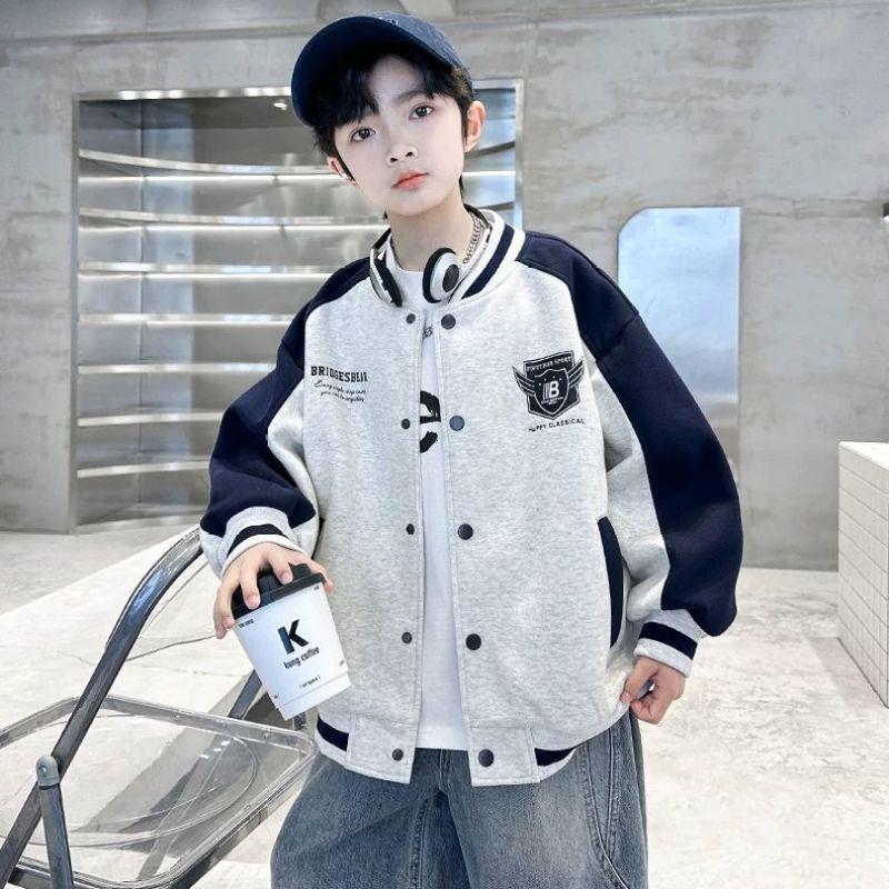 Jungen Frühling und Herbst Sport Baseball Uniform Jacke Frühling und Herbst Große Kinder Westlicher Stil Cool und Gutaussehend Lässiges Oberteil