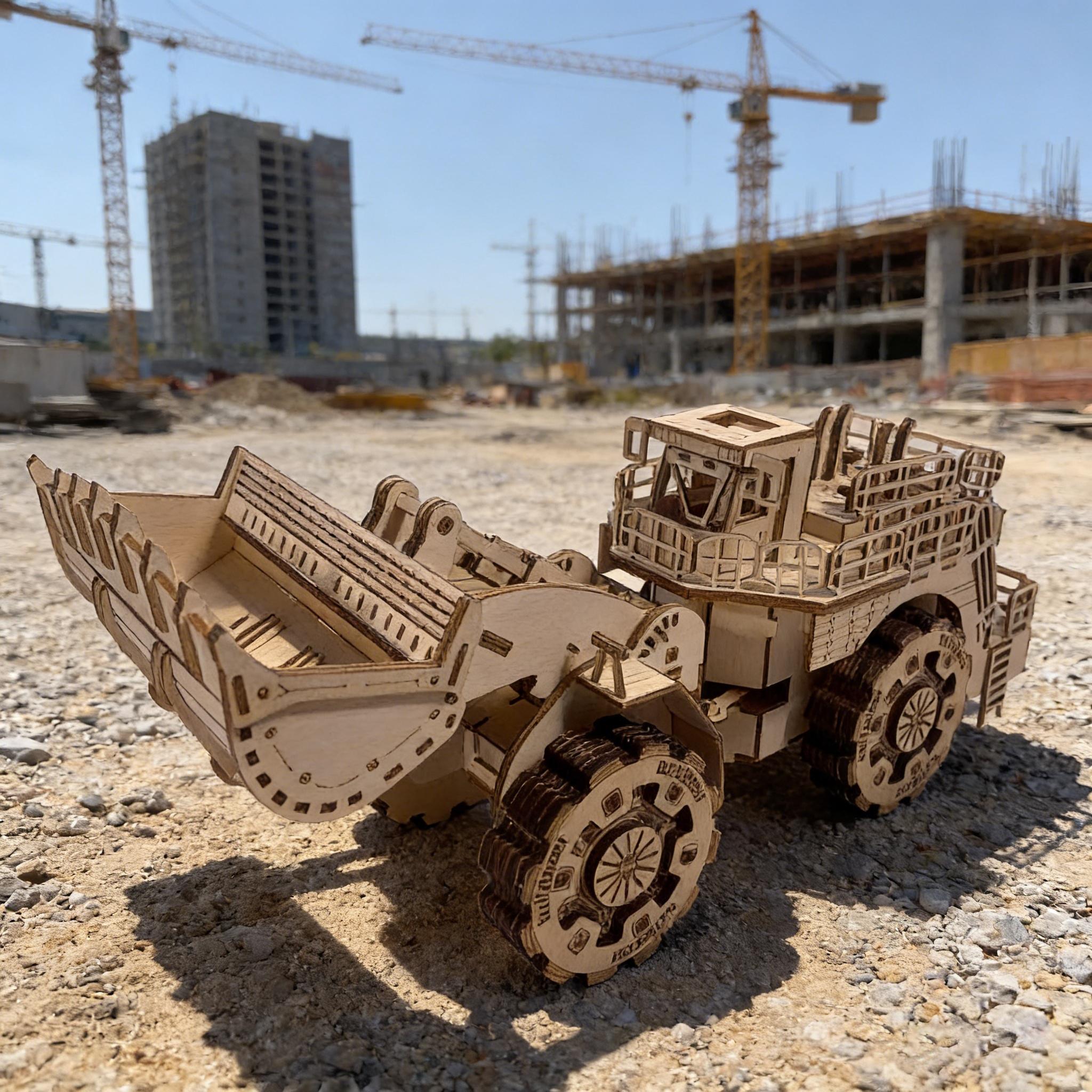 1 Деревянная 3D-головоломка Бульдозер СДЕЛАЙ САМ Деревянная сборка Миниатюрный Креативный Праздничный Декор Подарок Идеально для Семейной сборки белый