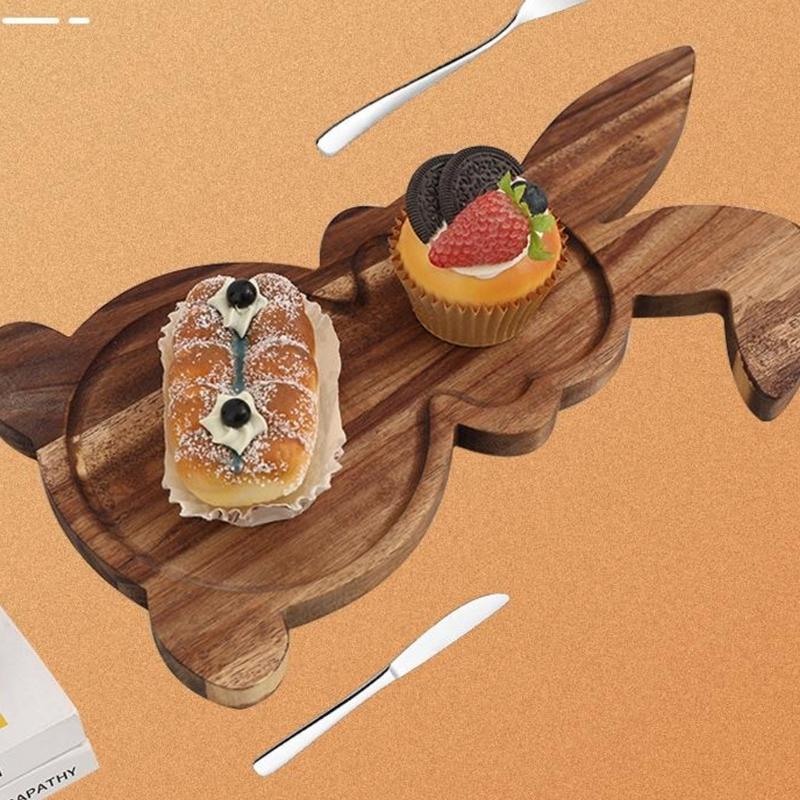 Adorable Rabbit Shape Wood Tray for Family Gatherings Childrens Birthday Parties and Serving Snacks Safely