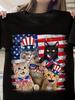 Men'S Patriotic Uncle Sam Cats & Fireworks 4th of July T-Shirt - Red & American Flag Cat Design with Top Hat Cats, Short