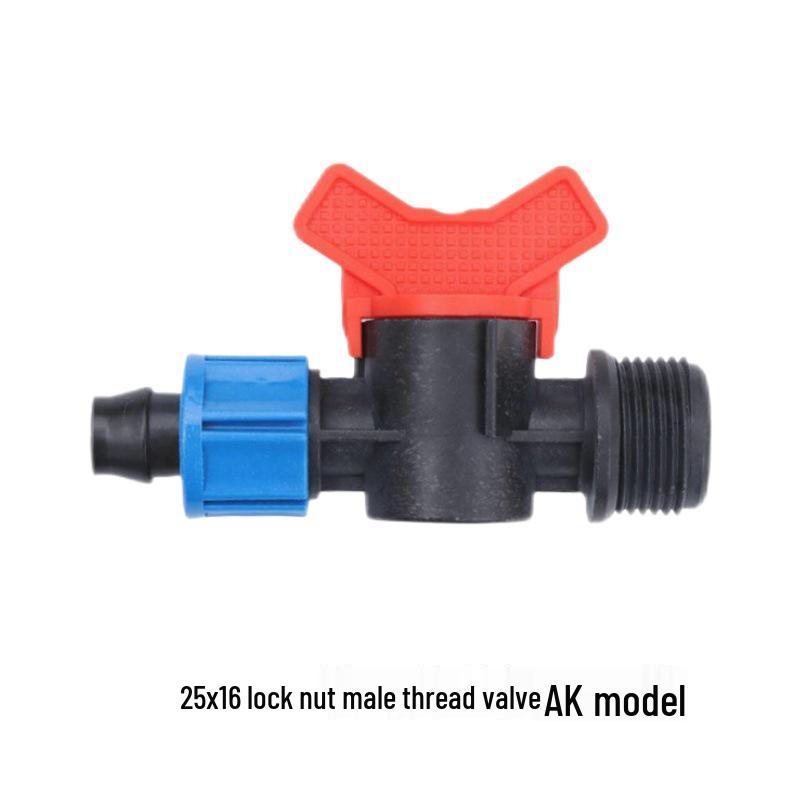 Agricultural Water-Saving Straight Valve: Lock Nut Male Thread, 16/20AK Drip Connector for Greenhouse and PE Pipes.