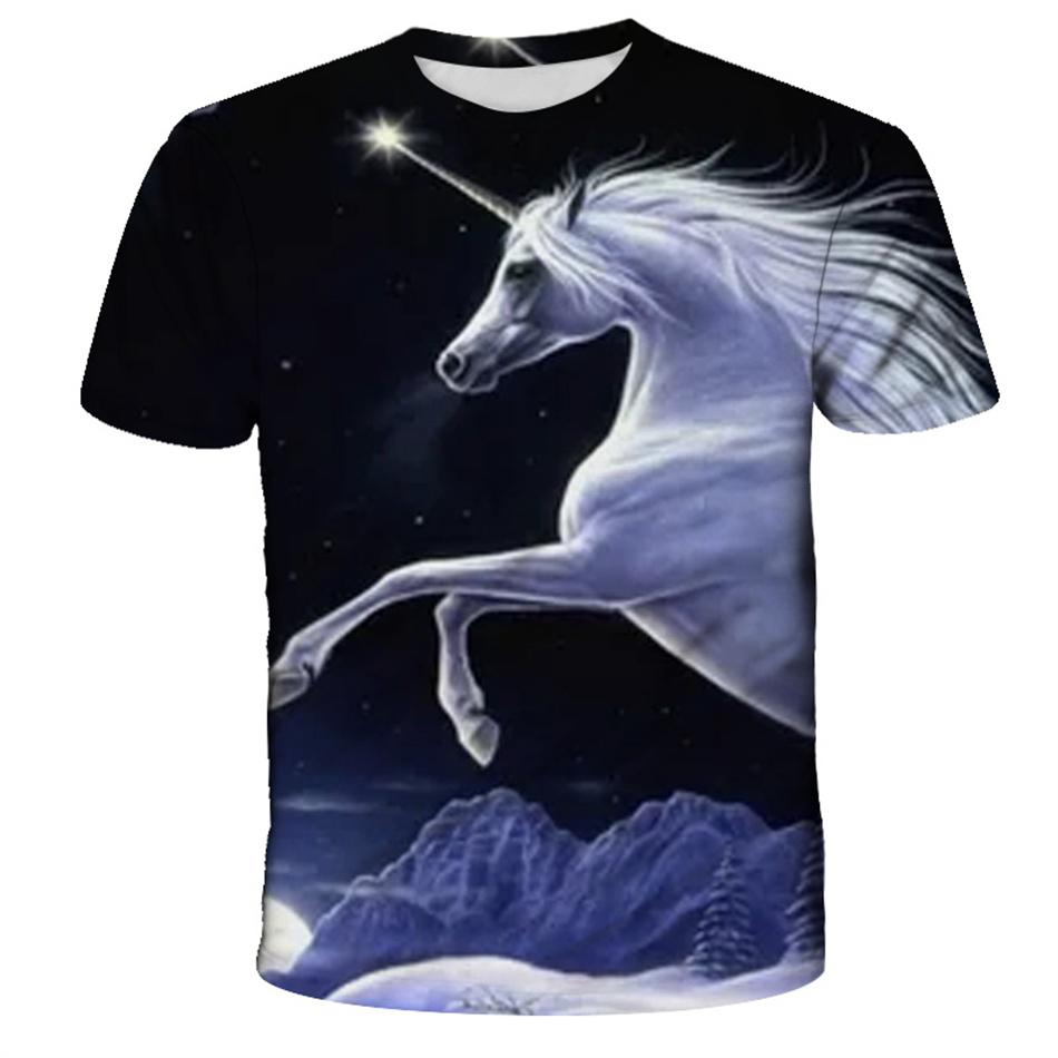 

4-13 лет девочки мальчики даббинг единорог футболка летняя детская красочная одежда с изображением животных лошадей 3D принт футболка детская детская крутая 160