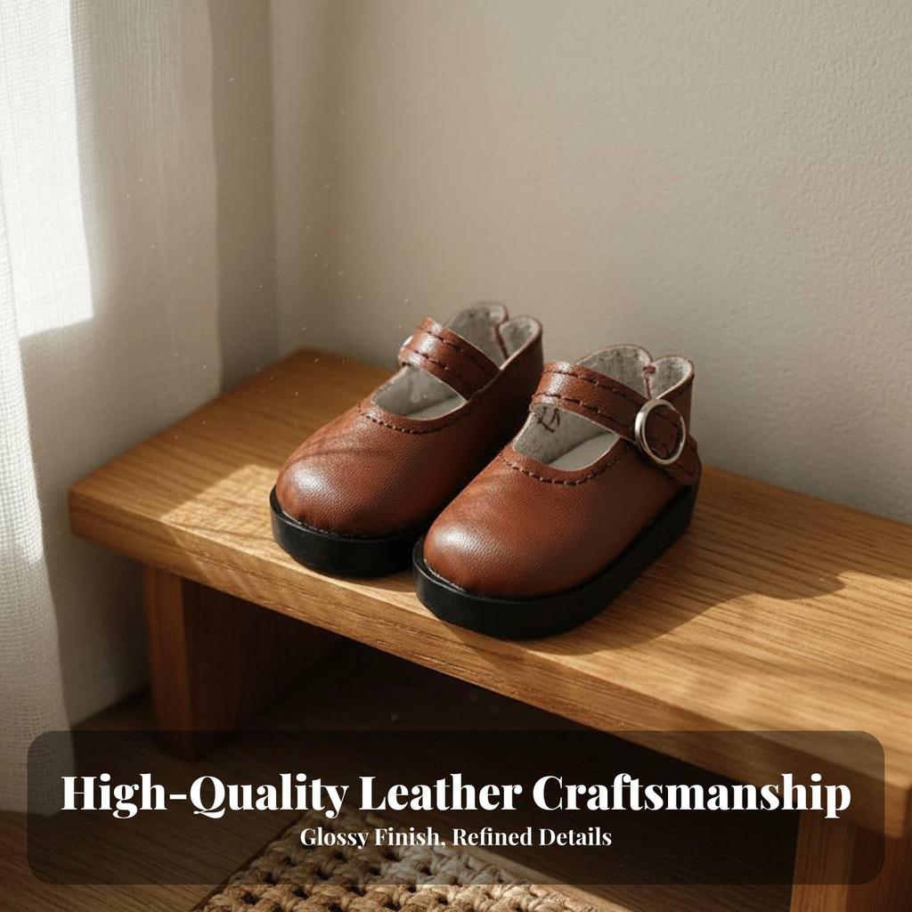 1 Pair BJD Doll Footwear for 1/6 Scale Dolls PU Leather Shoes with Fine Stitching And Low Strap