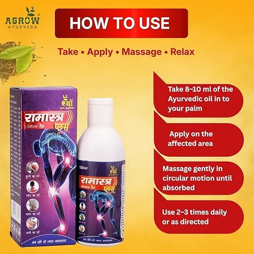 Ramastra Ayurvedic Pain Relief Oil for Back Pain, Knee Pain, Joint & Muscle Pain | Fast-Absorbing, Non-Greasy Formula I 120ml Pack of 2
