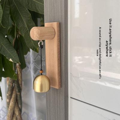 Shop Entry Reminder Hanging Door Bell Dopamine Style Solid Wood Pure Copper Metal Opening Gift Door Handle Decoration