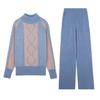 Maglione lavorato a maglia autunnale, pantaloni a gamba larga, completo da donna, taglie forti, autunno e inverno, moda casual, abiti autunnali