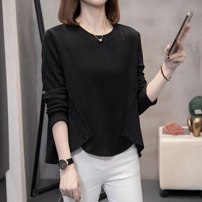Top di design chic a maniche lunghe larghe da donna per autunno e inverno, maglietta di velluto tedesco, maglia intima