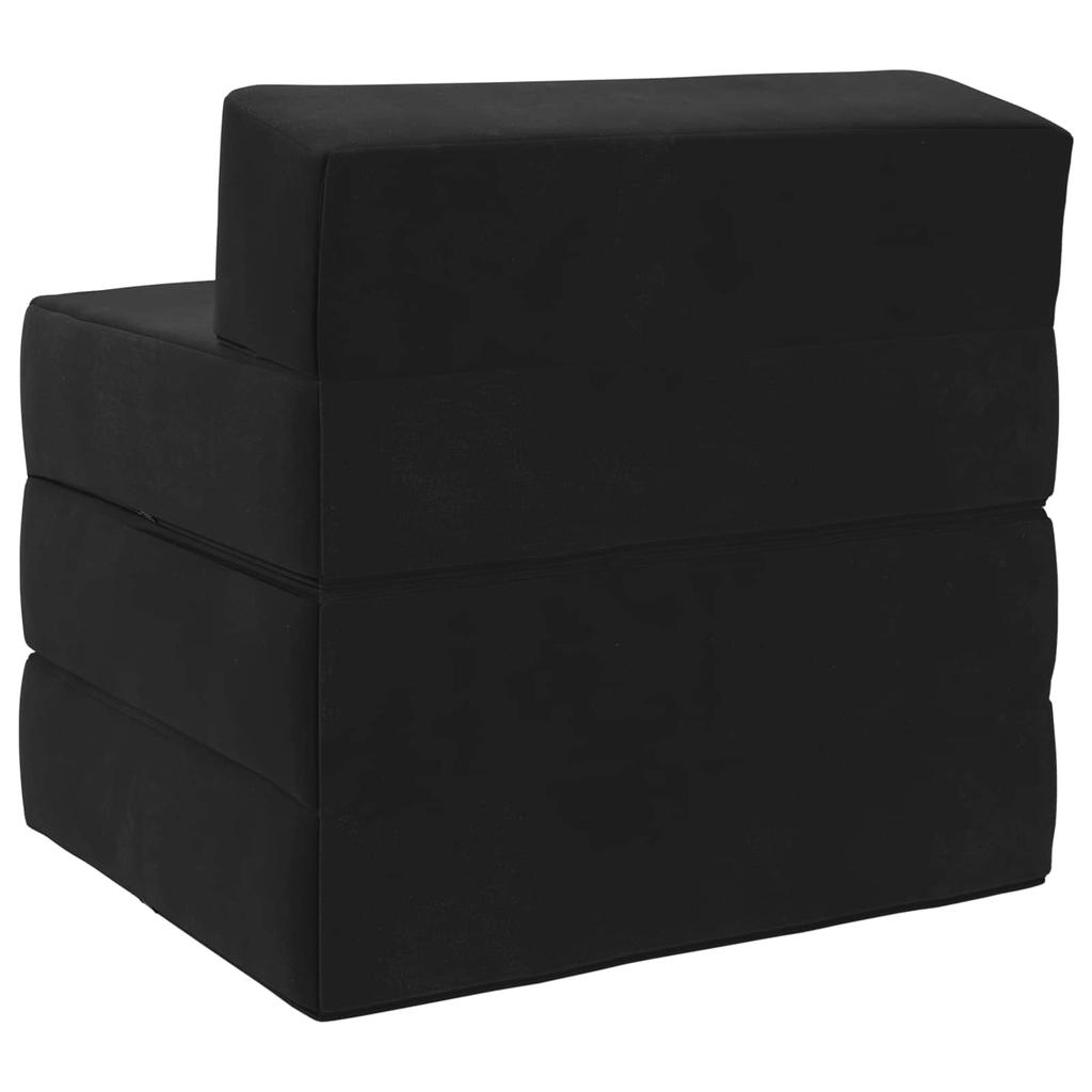 Folding Sofa Bed Black 200 x 70 x 15 cm Velvet