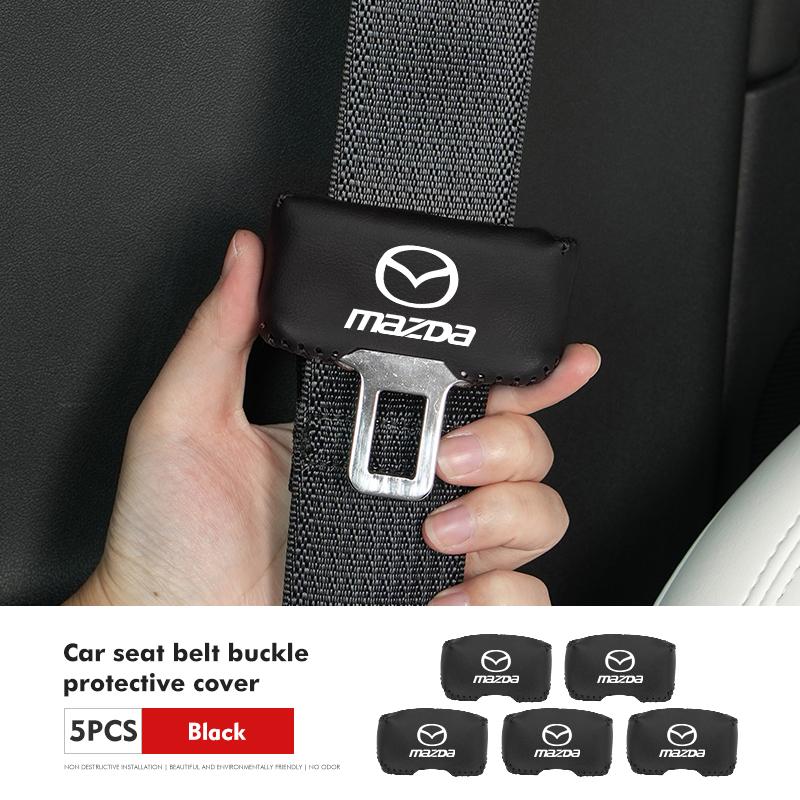 Car Seat Belt Buckle Plug Leather Car Seat Belt Clip Protective Covers For Mazda 3 CX3 CX4 CX5 CX7 CX8 CX9 CX30 RX7 Atenza Axela NBB6