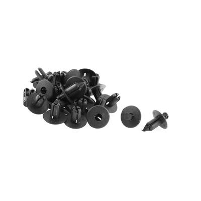 ACROPIX 18mm X 8mm Black Plastic Rivet Engine Lined Retainer Clips - Pack of 20